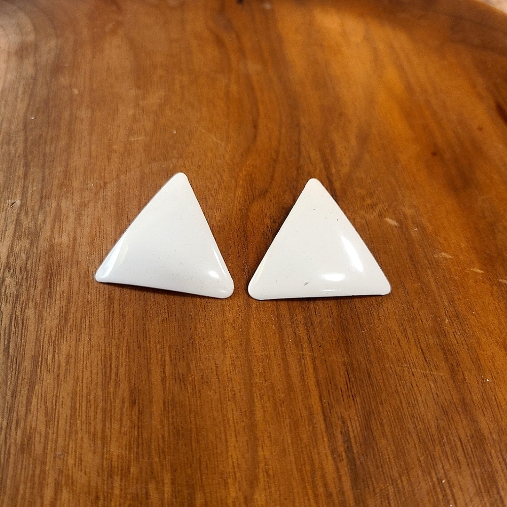 💜2 for 20$ Vintage 80s to 90s White Triangle Shaped Earrings